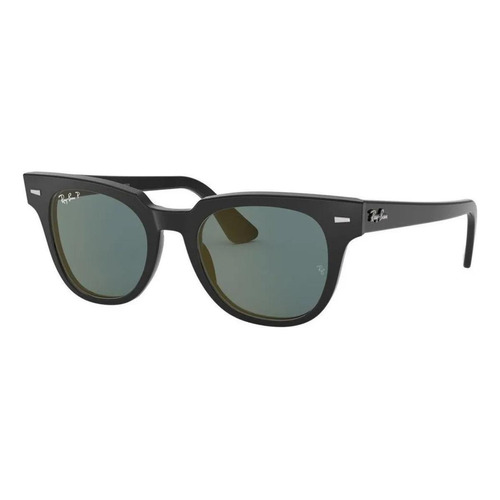 Anteojos de sol polarizados Ray-Ban Wayfarer Meteor Standard con marco de acetato color gloss black, lente grey de cristal clásica, varilla gloss black de acetato - RB2168