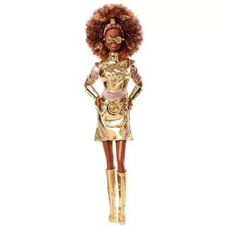 Boneca Barbie Collector Star Wars C-3po Negra Articulada Top