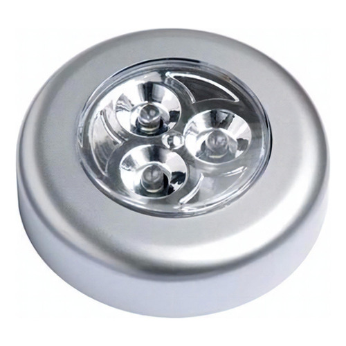 Mini linterna o lámpara autoadhesiva de 1 toque C/3 LED Eda 9dn, color blanco, luz plateada