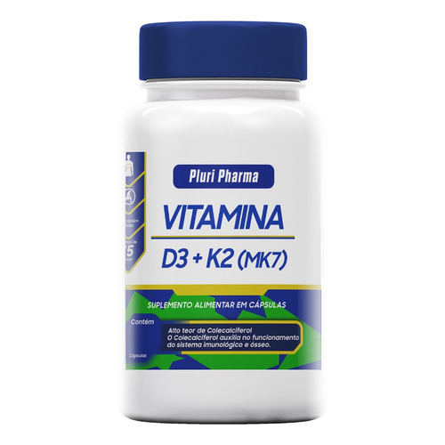 Vitamina D3 10.000ui + Vit K2 Mk7 100mcg 240cap Pluri Pharma