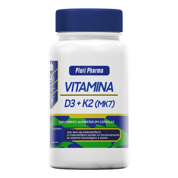 Vitamina D3 10.000ui + Vit K2 Mk7 100mcg 240cap Pluri Pharma