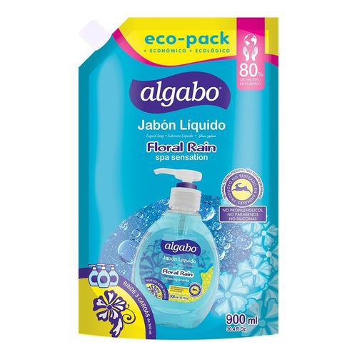 Repuesto Jabón Líquido Floral Rain 900ml Eco-pack Algabo