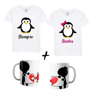 Combo Remera + Taza Siempre Juntos Enamorados Parejas Novios