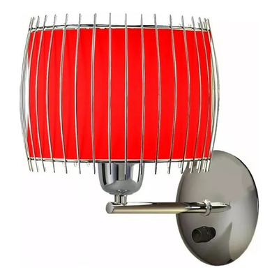 Aplique Con Tecla Cromo Deco Moderno Apto Led Rojo