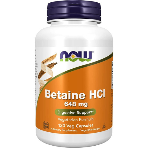 Betaina Hcl 648 Mg 120 Caps. Now Foods Usa