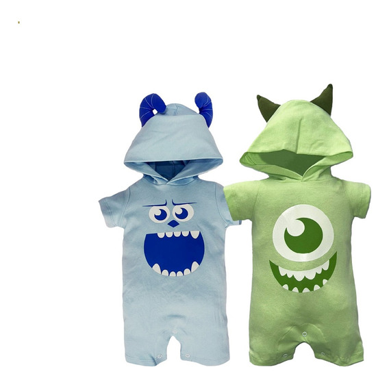 Kit 2 Pañaleros Algodon Con Gorro Disney Sulley Y Mike 