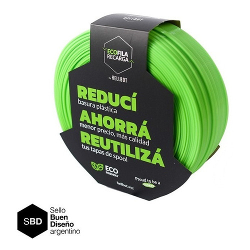 Filamento Pla Impresora 3d Hellbot Ecofila Recarga 1kg Color Verde claro