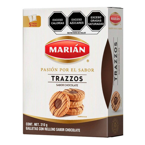 Galleta Marian Trazzos De Chocolate Tipo Gourmet 210g