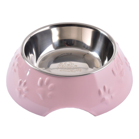 Plato Huellitas Rosado Para Perro S Mascan