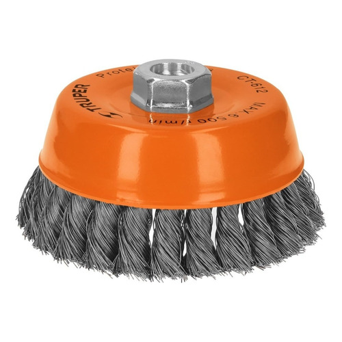 Carda Copa Trenzado Fino 5'' X 5/8'' Truper 11541 Color Naranja