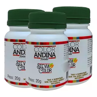 Adoçante Dietético Stévia Color Andina Food, 3 Potes De 20g