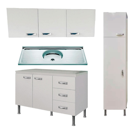 Mueble Cocina Bajo Mesada + Pileta Acero + Panelero + Aereo