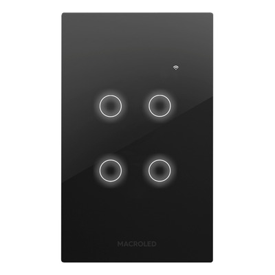 Tecla Smart Tactil Wifi 4 Canales C/capacitor Negro