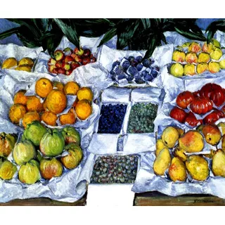 Banca De Frutas Na Feira De Caillebotte Em Tela 51cm X 42cm