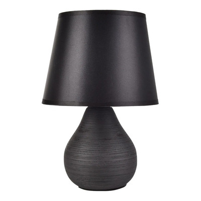 Velador De Mesa Cuzco Negro Ceramica Led Deco Moderno Cie