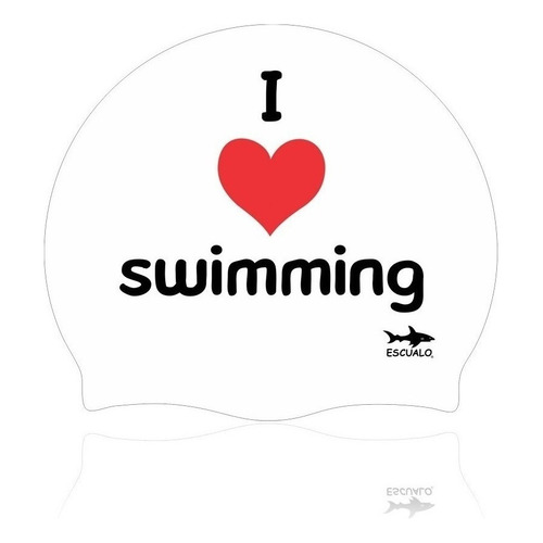 Gorras Natación Adulto I Love Swimming Blanca Escualo Color Blanco Diseño de la tela Estampado Talla unitalla