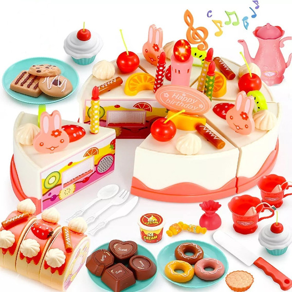 Juegos Niño De Pastel Cumpleaños Con Luz Y Sonido  82pzs