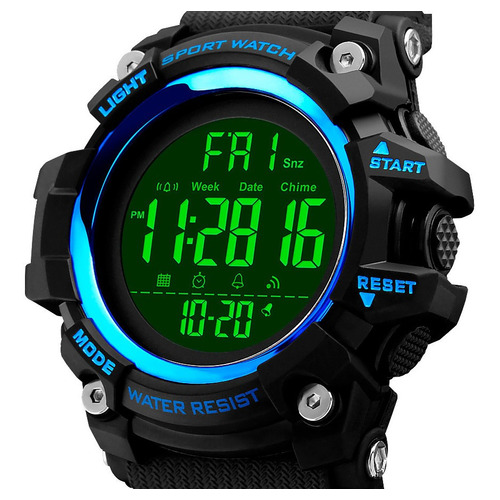 Reloj pulsera digital Skmei 1384 con correa de poliuretano color negro - bisel negro/azul