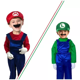 Cosplay Mario Bross Disfraz Niño Luigi Superheroe
