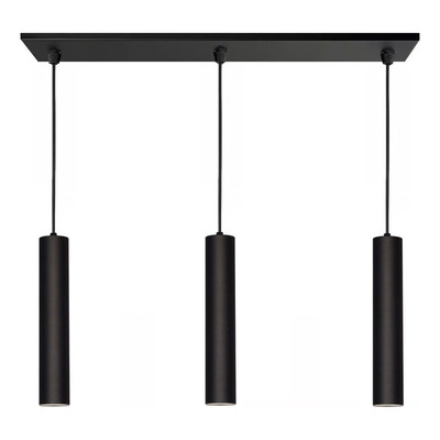 Colgante 3 Luces Negro Moderno Apto Led Gu10 Luz Desing