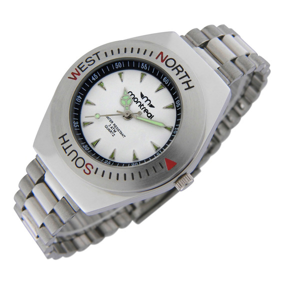 Reloj Montreal Hombre Ml1128 Malla Acero Agujas Luminosas Color de la malla Plateado Color del bisel Plateado Color del fondo Blanco