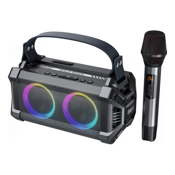 Parlante Bluetooth Mifa Wildrock Negro Mic Bt5 Karaoke Rgb