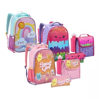 Kit Escolar 5 Peças Mochila + Lancheira + Estojo + Mosquetão