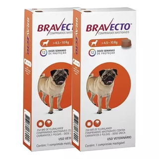 Combo 2x Bravecto Cães De 4,5 A 10 Kg