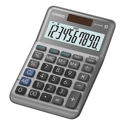 Calculadora Escritorio Oficina Casio Ms-100fm C/tasa Y Costo Color Plateado