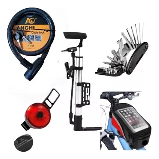 Bici Kit Inflador +luz Bicicleta  + Cadena + Estuche + Llave