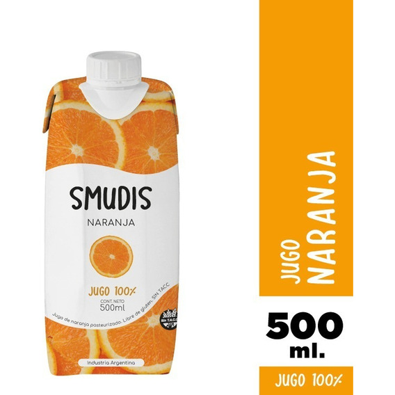 Jugo Smudis Naranja  X500 - Sin Azúcar Agregada 100% Natural