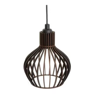 Lustre Luminoso Pendente Teto Varanda Turin Mdf E27-21x18cm Cor Preto 110v/220v