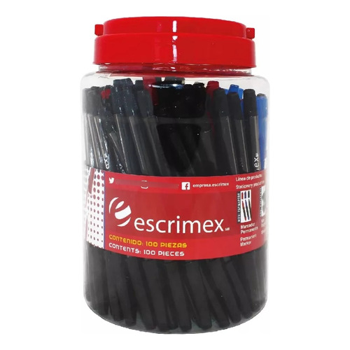 Bolígrafos Escrimex Vitrolero Con 100 Piezas Color del exterior Negro