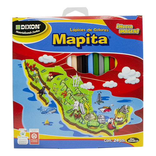 Lápices De Colores Dixon® Mapita® Largos C/24 Piezas