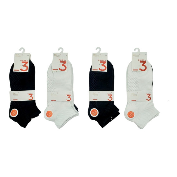 Qikun Pack 12 Calcetines Tobillera Liso Algodón Mujer 