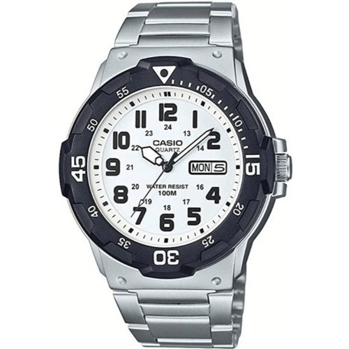 Reloj Casio Para Hombre Analógico Mrw-200hd-7bv E-watch Color de la correa Plateado Color del bisel Negro Color del fondo Blanco