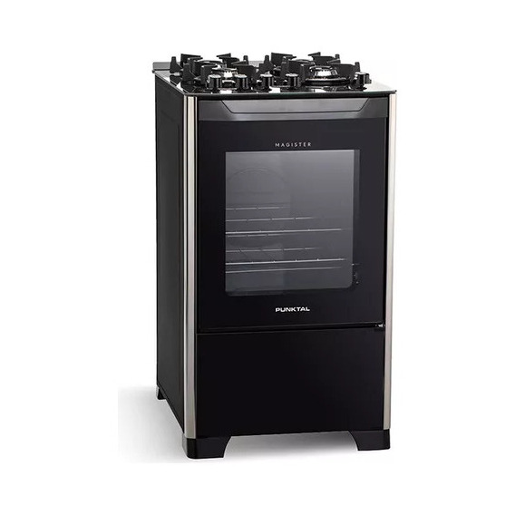 Cocina A Gas Punktal Pk-490g Con Grill Mesada Vidrio Color Negro