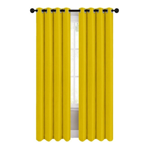 Cortinas Blackout 274cm Ancho X 213cm De Largo En 2 Paneles Color Amarillo