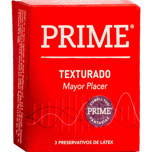 Preservativos Prime 1 cajita de 3 unidades textura texturado