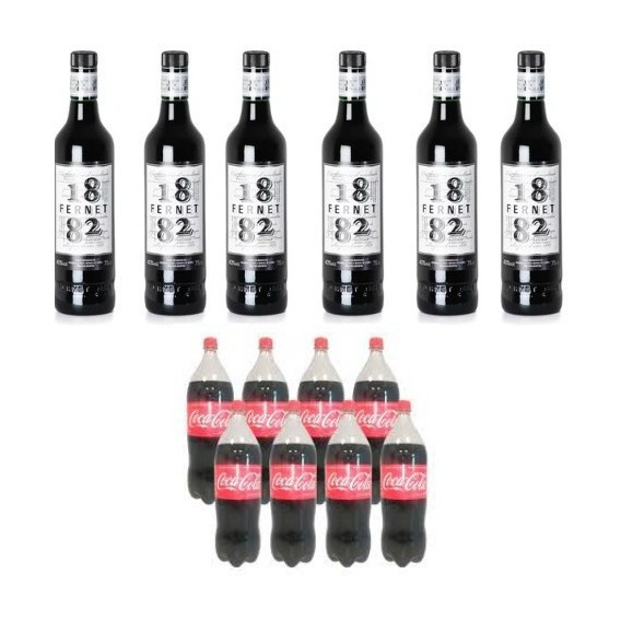 Fernet 1882 750ml  X 6 Unidades + Coca Cola 2,25 Lts X 8 Uni