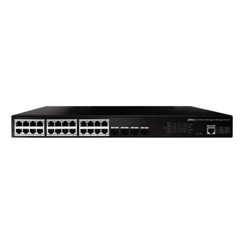 Dahua Switch Poe Gigabi Dh-pfs4428-24gt-370 24 Puertos 370 Watts totales 4 Puertos SFP 1000 Base-X Switching 56 Gbps Negro