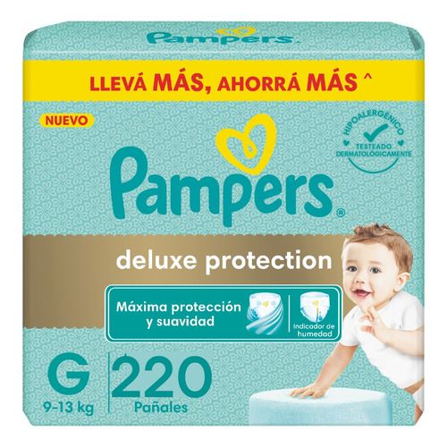 Pañales Pampers Premium Deluxe Talle G Combo X 220 Un Tamaño Grande (G)