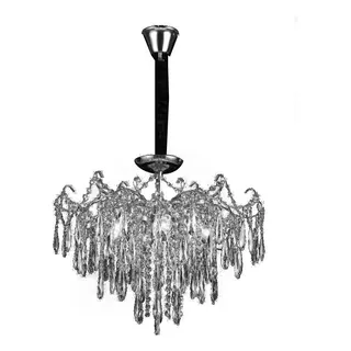 Lustre Pendente Gotas Sindora Dcd00430 78cm Cristal E14x9 Cor Prateado Bivolt