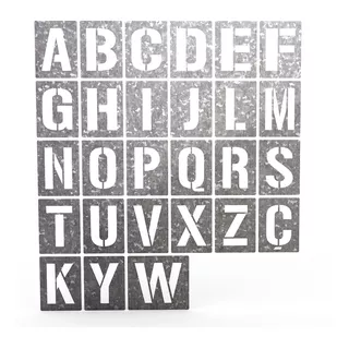 Stencil  Alfabeto Vazado Em Chapa Letras Com 10cm De Altura