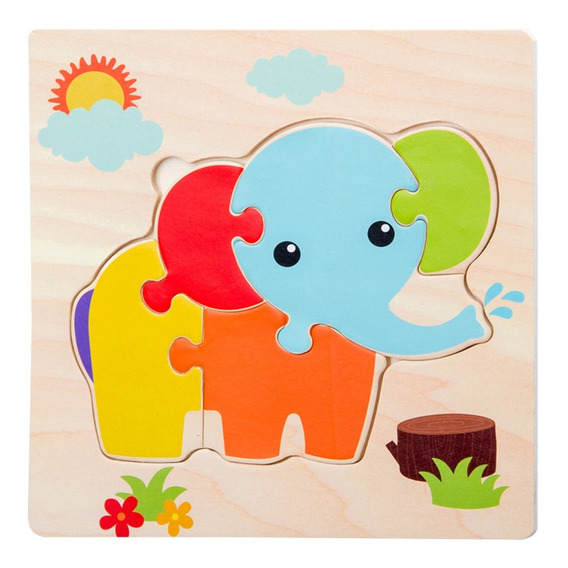 Puzzle Infantil En Madera Piezas Grandes - Elefante