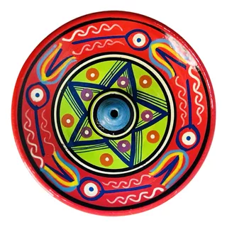 Incensário Peruano Ceramica Redondo Prato Pintado A Mão 11cm