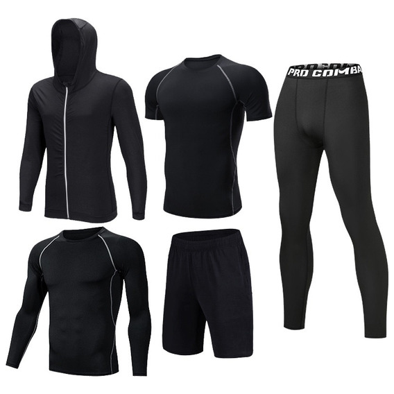 5 Pack Conjunto Deportivo Gym Hombre Compresion Primera Capa