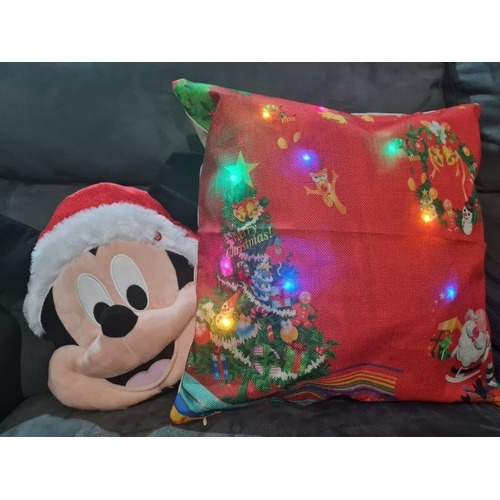 Funda Para Cojín Navideño Apariencia De Lino ROJO ARBOL CORONAS