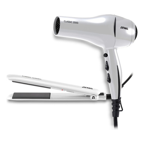 Atma Combo Secador 1800w + Planchita De Pelo Blanco Ck4015p