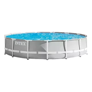 Alberca Estructural Redondo Intex 26723 Con Capacidad De 3861 Galones De 4.5cm De Largo X 4.5cm De Ancho De 15 Ft De Diámetro  Gris